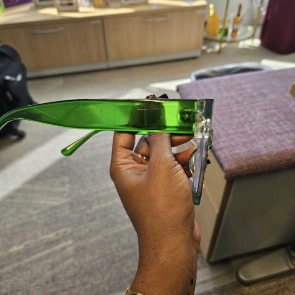 NEW Green Multicolor Leaf Oversized Fashion Glasses - Picture 8 of 11